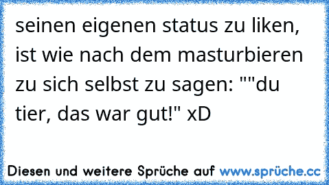 seinen eigenen status zu liken, ist wie nach dem masturbieren zu sich selbst zu sagen: ""du tier, das war gut!" xD