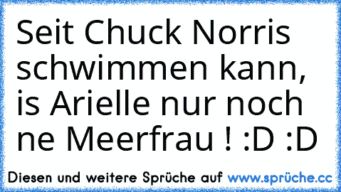 Seit Chuck Norris schwimmen kann, is Arielle nur noch ne Meerfrau ! :D :D