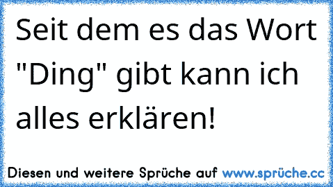 Seit dem es das Wort "Ding" gibt kann ich alles erklären!