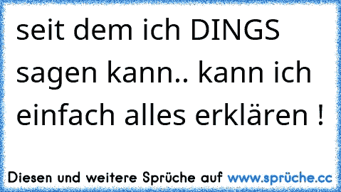 seit dem ich DINGS sagen kann.. kann ich einfach alles erklären !