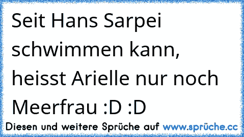 Seit Hans Sarpei schwimmen kann, heisst Arielle nur noch Meerfrau :D :D