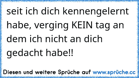 seit ich dich kennengelernt habe, verging KEIN tag an dem ich nicht an dich gedacht habe!! 