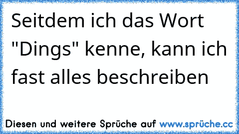 Seitdem ich das Wort "Dings" kenne, kann ich fast alles beschreiben