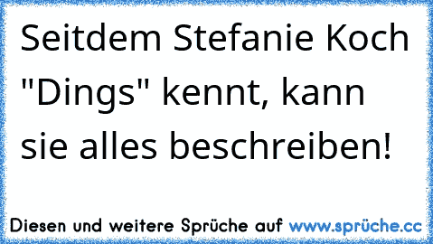 Seitdem Stefanie Koch "Dings" kennt, kann sie alles beschreiben!