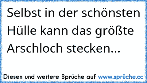 Selbst in der schönsten Hülle kann das größte Arschloch stecken...