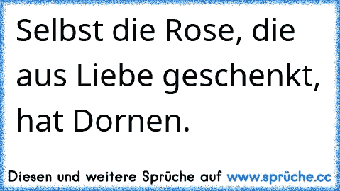 Selbst die Rose, die aus Liebe geschenkt, hat Dornen.