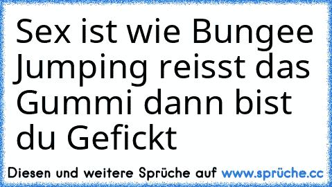 Sex ist wie Bungee Jumping reisst das Gummi dann bist du Gefickt