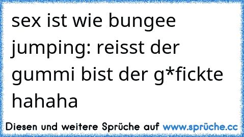 sex ist wie bungee jumping: reisst der gummi bist der g*fickte hahaha