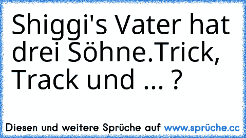 Shiggi's Vater hat drei Söhne.
Trick, Track und ... ? 