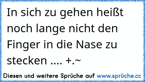 In sich zu gehen heißt noch lange nicht den Finger in die Nase zu stecken .... +.~