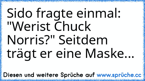 Sido fragte einmal: "Wer
ist Chuck Norris?" Seitdem trägt er eine Maske...