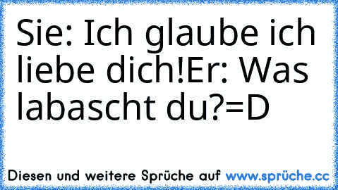 Sie: Ich glaube ich liebe dich!
Er: Was labascht du?
=D