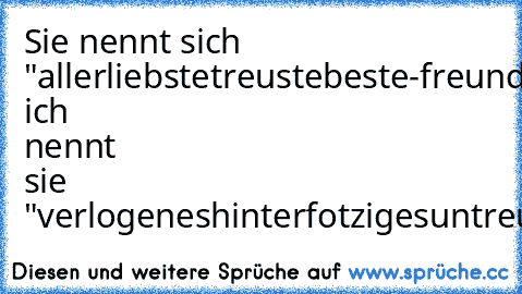 Sie nennt sich "allerliebstetreustebeste-freundin"- ich nennt sie "verlogeneshinterfotzigesuntreues-drecksvieh".