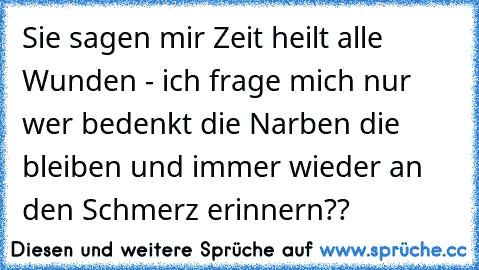 Sie sagen mir Zeit heilt alle Wunden - ich frage mich nur wer bedenkt die Narben die bleiben und immer wieder an den Schmerz erinnern?? ♥