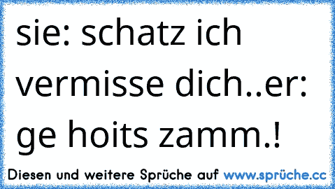 sie: schatz ich vermisse dich..
er: ge hoits zamm.!