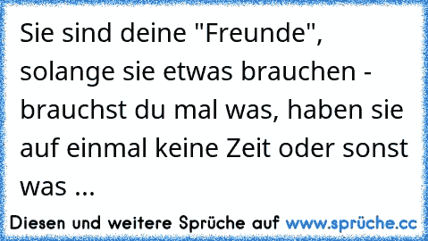 Sie sind deine "Freunde", solange sie etwas brauchen - brauchst du mal was, haben sie auf einmal keine Zeit oder sonst was ...