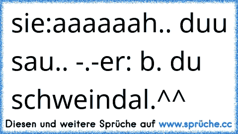 sie:aaaaaah.. duu sau.. -.-
er: b. du schweindal.^^