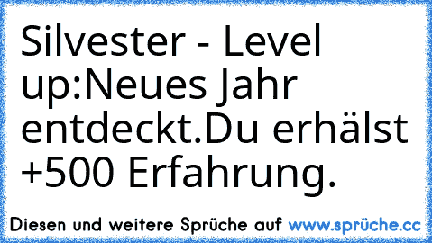 Silvester - Level up:Neues Jahr entdeckt.Du erhälst +500 Erfahrung.