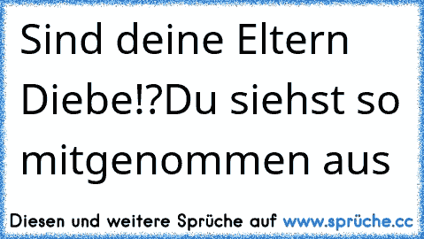 Sind deine Eltern Diebe!?
Du siehst so mitgenommen aus