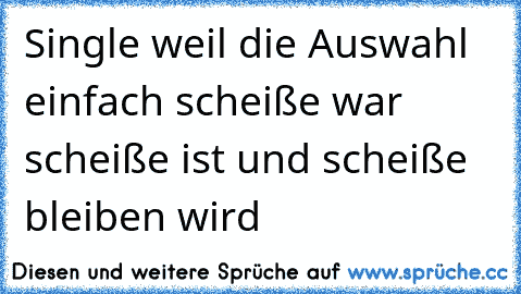 Single weil die Auswahl einfach scheiße war scheiße ist und scheiße bleiben wird