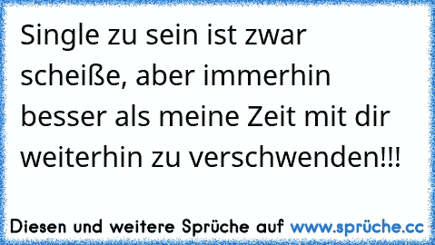 Single zu sein ist zwar scheiße, aber immerhin besser als meine Zeit mit dir weiterhin zu verschwenden!!! ♥