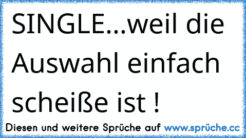 SINGLE...weil die Auswahl einfach scheiße ist !