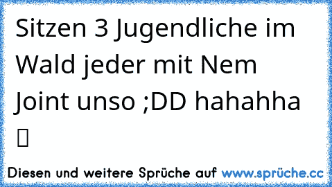 Sitzen 3 Jugendliche im Wald jeder mit Nem Joint unso ;DD hahahha ツ