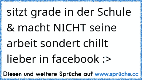 sitzt grade in der Schule & macht NICHT seine arbeit sondert chillt lieber in facebook :>