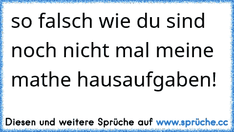 so falsch wie du sind noch nicht mal meine mathe hausaufgaben!