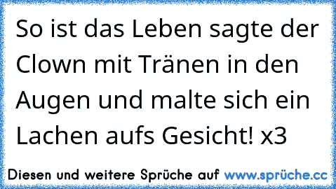 So ist das Leben sagte der Clown mit Tränen in den Augen und malte sich ein Lachen aufs Gesicht! x3