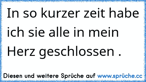 In so kurzer zeit habe ich sie alle in mein Herz geschlossen .