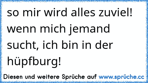 so mir wird alles zuviel! wenn mich jemand sucht, ich bin in der hüpfburg!