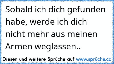 Sobald ich dich gefunden habe, werde ich dich nicht mehr aus meinen Armen weglassen.. ♥