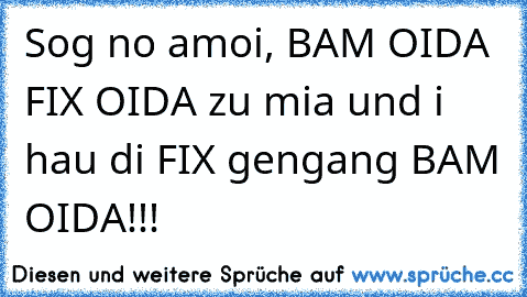 Sog no amoi, BAM OIDA FIX OIDA zu mia und i hau di FIX gengang BAM OIDA!!!