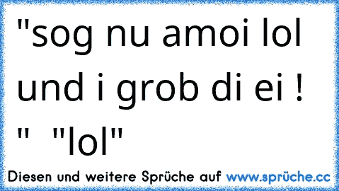 "sog nu amoi lol und i grob di ei ! "  "lol"