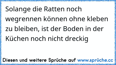 Solange die Ratten noch wegrennen können ohne kleben zu bleiben, ist der Boden in der Küchen noch nicht dreckig