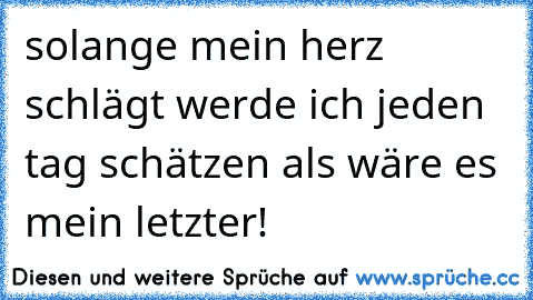 solange mein herz schlägt werde ich jeden tag schätzen als wäre es mein letzter!