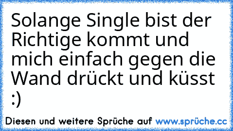 Solange Single bist der Richtige kommt und mich einfach gegen die Wand drückt und küsst :)