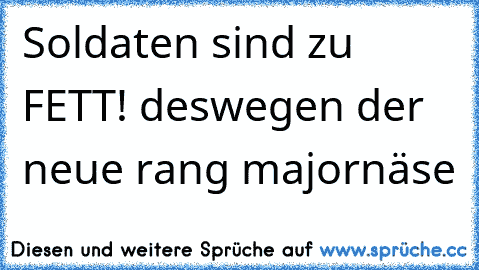 Soldaten sind zu FETT! deswegen der neue rang majornäse