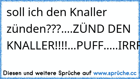 soll ich den Knaller zünden???....ZÜND DEN KNALLER!!!!...PUFF.....IRRRREE