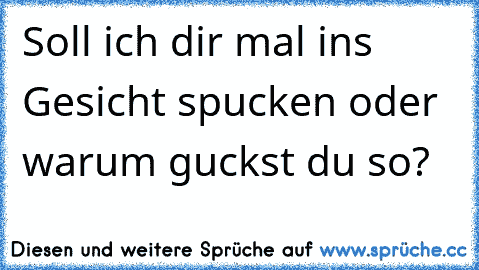 Soll ich dir mal ins Gesicht spucken oder warum guckst du so?