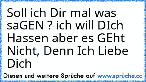 Soll ich Dir mal was saGEN ? ich will DIch Hassen aber es GEht Nicht, Denn Ich Liebe Dich ♥