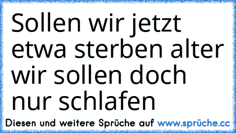 Sollen wir jetzt etwa sterben alter wir sollen doch nur schlafen