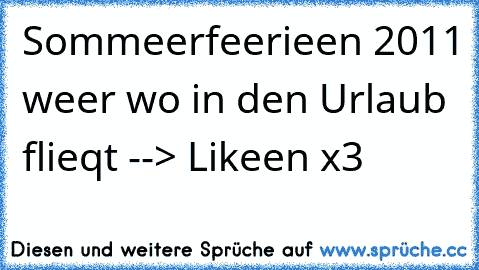 Sommeerfeerieen 2011 weer wo in den Urlaub flieqt --> Likeen x3