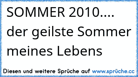 SOMMER 2010.... der geilste Sommer meines Lebens 