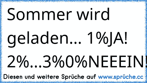 Sommer wird geladen
... 1%
JA! 2%...
3%
0%
NEEEIN!!!
-1%
DRECK!!!