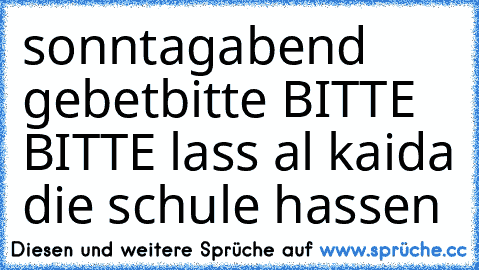 sonntagabend gebet
bitte BITTE BITTE lass al kaida die schule hassen