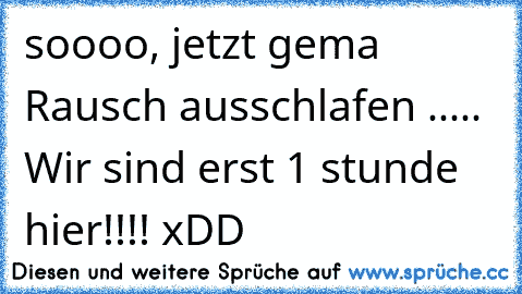 soooo, jetzt gema Rausch ausschlafen ..... Wir sind erst 1 stunde hier!!!! xDD