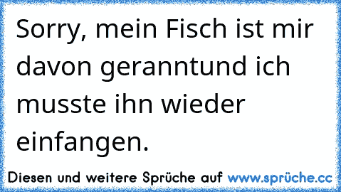 Sorry, mein Fisch ist mir davon gerannt
und ich musste ihn wieder einfangen.