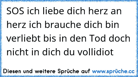 SOS ich liebe dich herz an herz ich brauche dich bin verliebt bis in den Tod doch nicht in dich du vollidiot